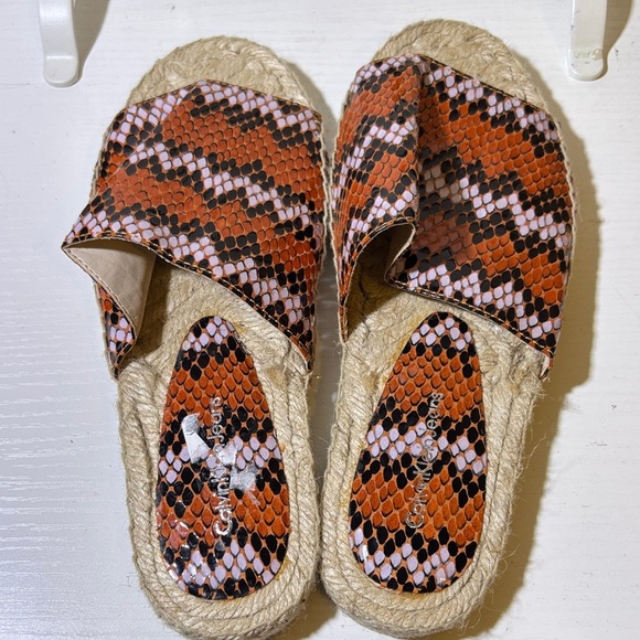 Calvin Klein Orange and Black Espadrille Sandals - Picture 1 of 4